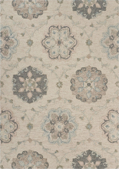 7' x 9' Wool Hand Tufted Area Rug - Blue And Ivory