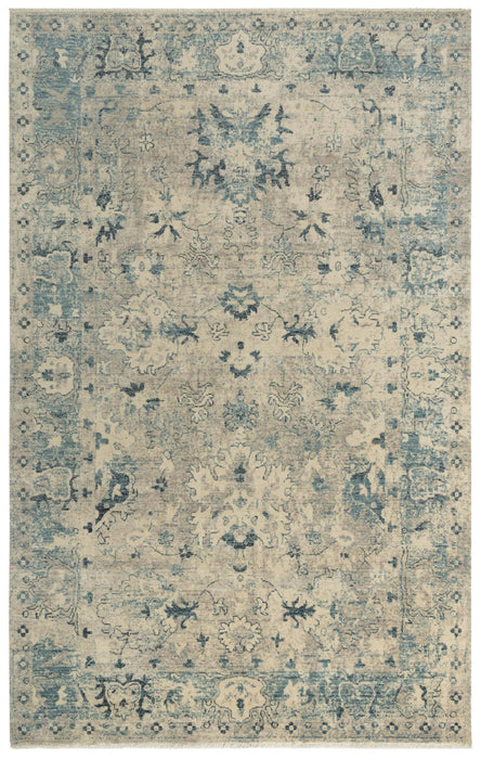 8' X 10' Wool Oriental Hand Carved Handmade Area Rug (747990) - Beige / Blue / Ivory