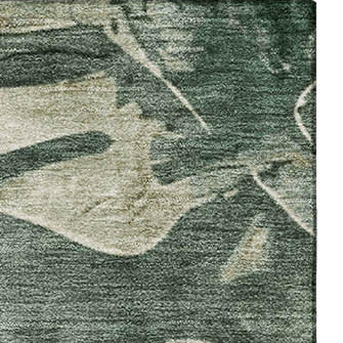 10' X 14' Floral Washable Area Rug With UV Protection (706957) - Fern Green / Sage