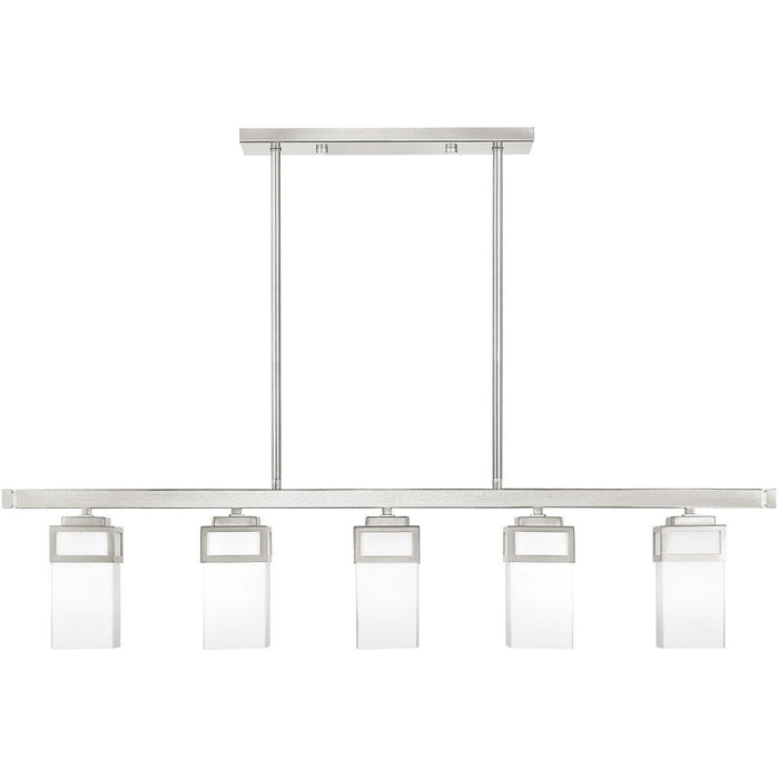10" Five Light Dimmable Chandelier With Shades - Nickel