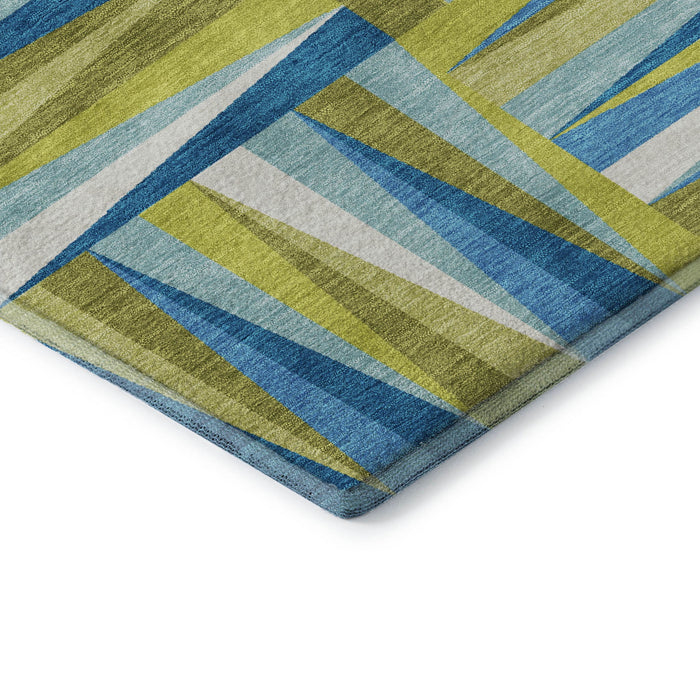 10' X 14' Geometric Washable Area Rug With UV Protection (679468) - Teal / Green / Ivory