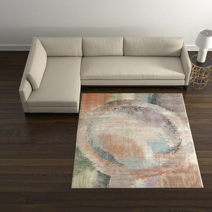 12' X 15' Abstract Distressed Area Rug - Brown