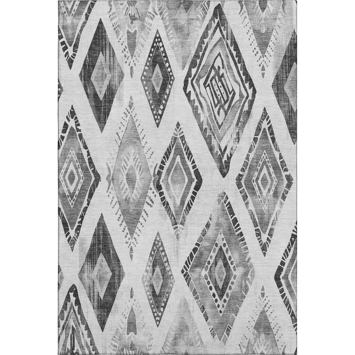 10' X 14' Geometric Washable Area Rug With UV Protection (706127) - Gray / Silver