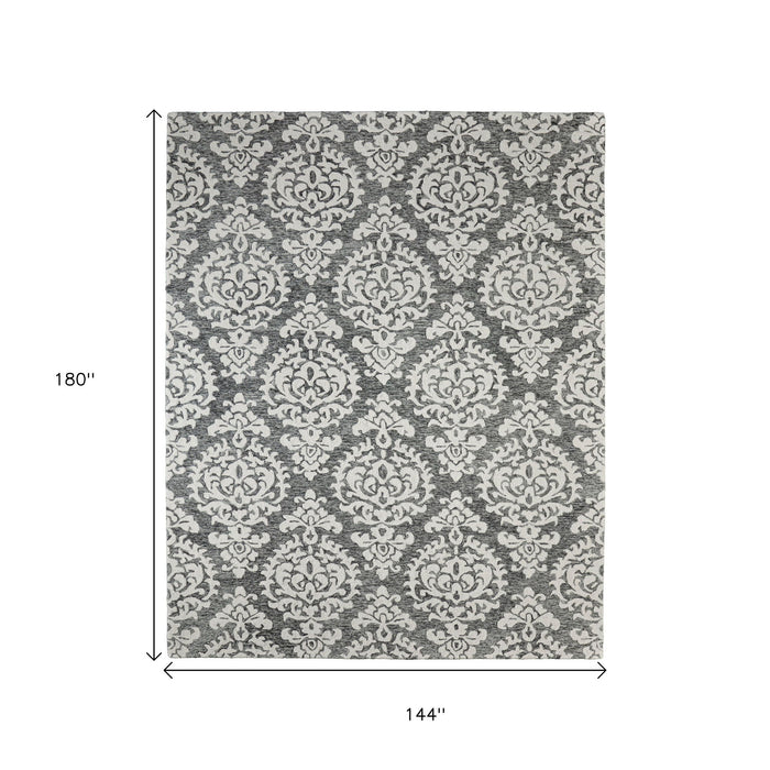 12' X 15' Floral Hand Tufted Area Rug - Gray