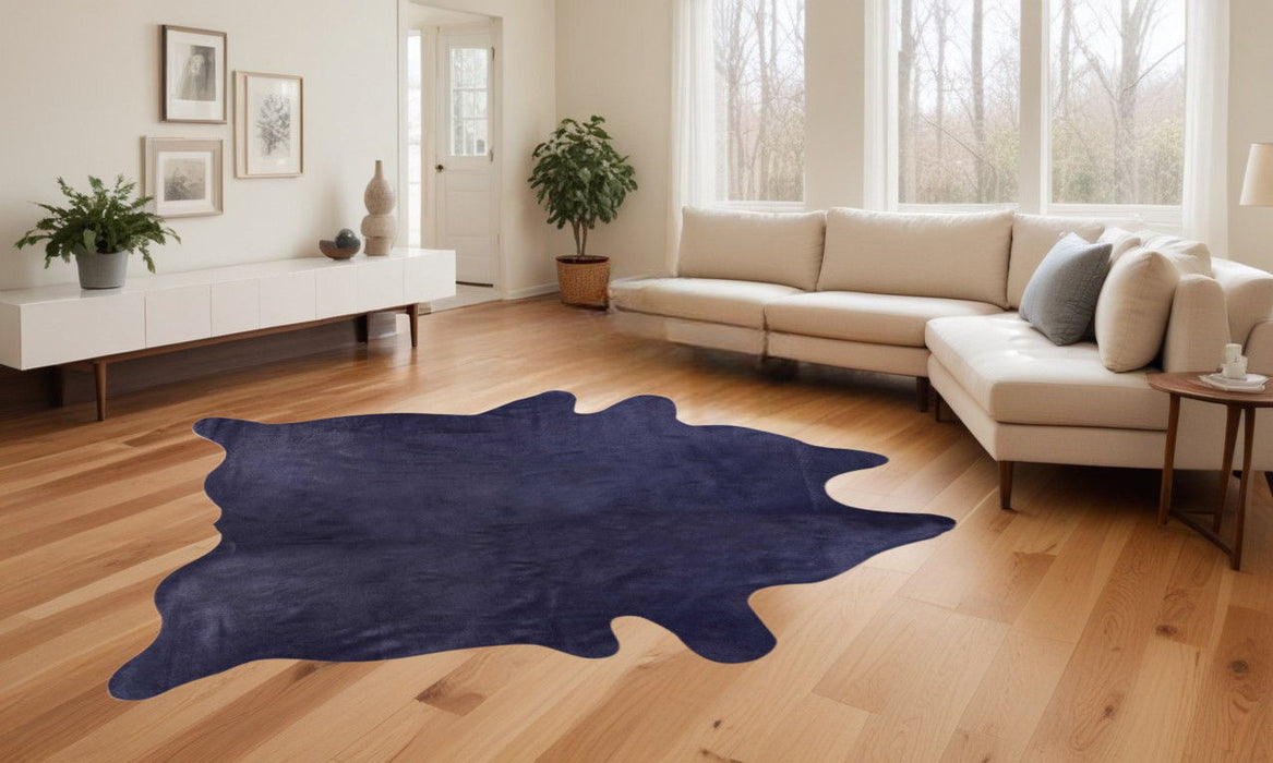 6' x 7' Cowhide Cowhide Area Rug - Navy Blue