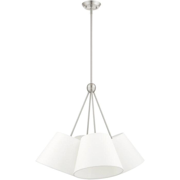 26'' Four Light Dimmable Chandelier With Shades - Nickel