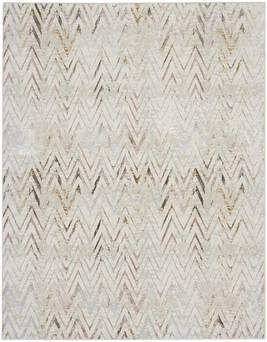 9' X 12' Chevron Distressed Non Skid Area Rug - Ivory