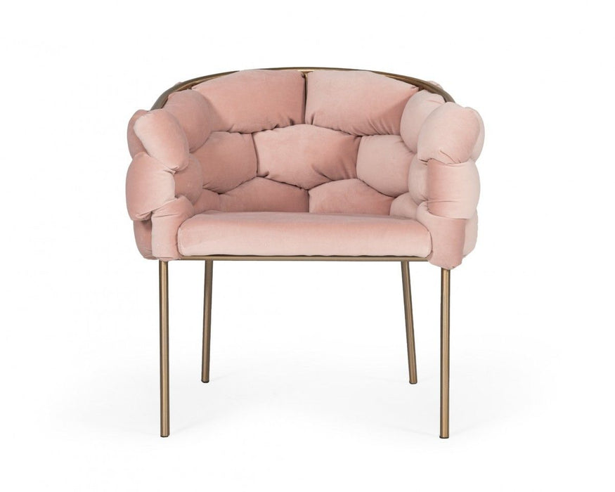 Upholstered Fabric Dining Arm Chair - Pink