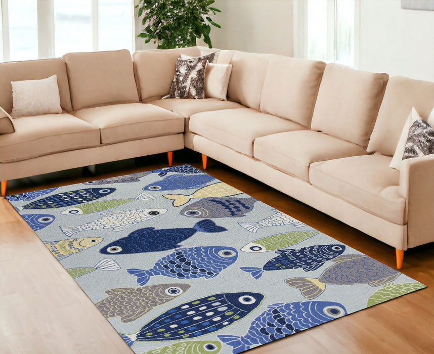 7' x 9' Polyester Area Rug - Light Blue