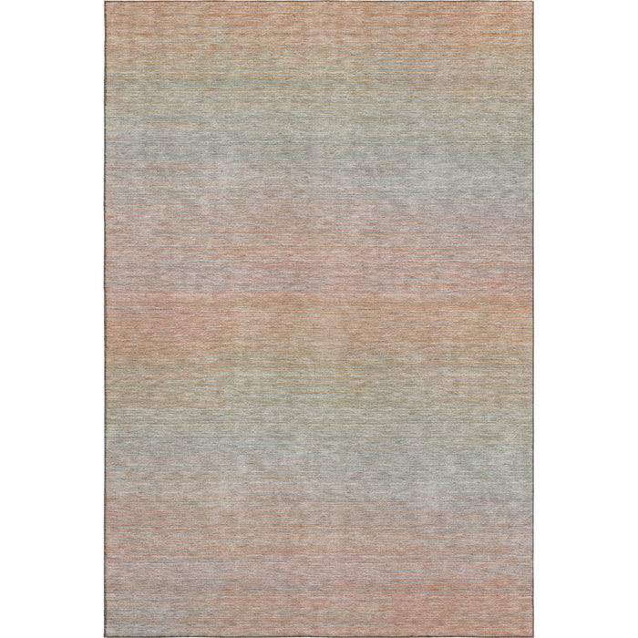 10' X 14' Striped Washable Area Rug With UV Protection (692781) - Coral / Denim Blue / Salmon