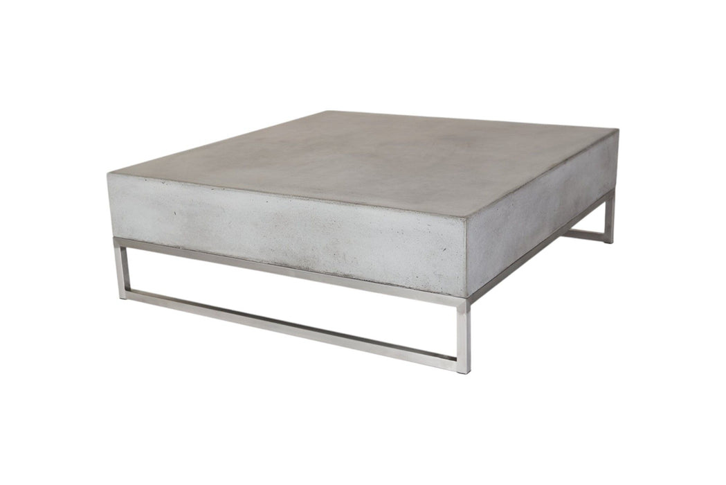 Modern Square Concrete And Steel Coffee Table - Dark Gray