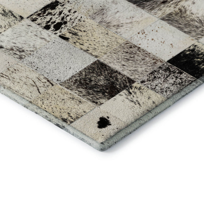 8' X 10' Patchwork Washable Area Rug With UV Protection (644734) - Granite Gray / Ivory / Black