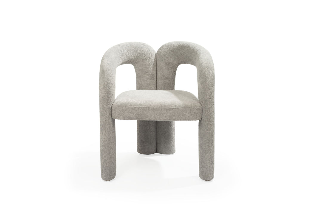 Boucle Partially Open Back Dining Arm Chair - Dark Gray