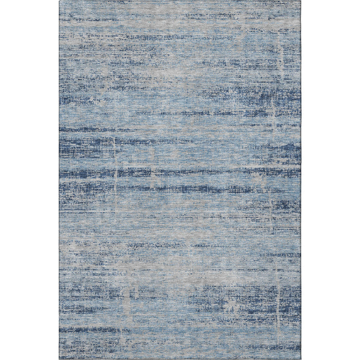9' X 12' Abstract Washable Area Rug With UV Protection - Sky Blue And Gray