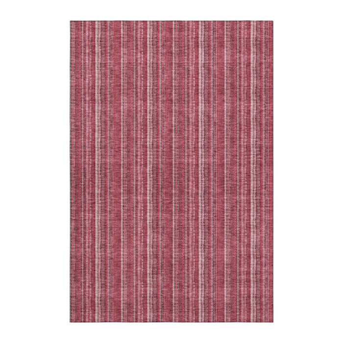 10' X 14' Striped Washable Area Rug With UV Protection (677573) - Pink / Ivory