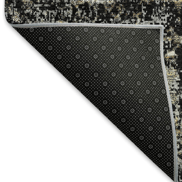 10' X 14' Abstract Washable Area Rug With UV Protection (674832) - Black / Ivory