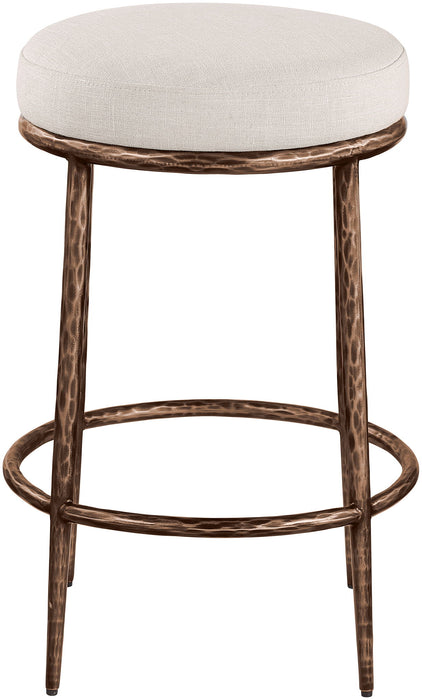 Ferro - Upholstered Backless Counter Stool With Brushed Bronze Base
