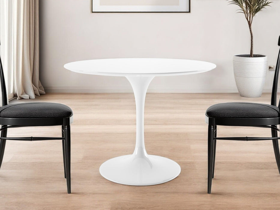 42" Fiberglass And Metal Dining Table - White