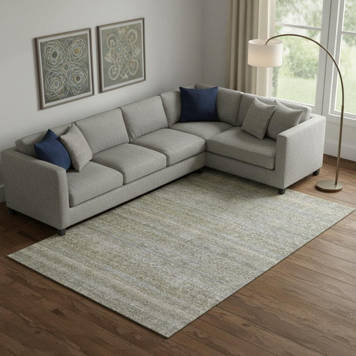 10' X 14' Striped Washable Area Rug With UV Protection (718019) - Khaki / Beige