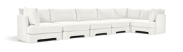 Meridian Furniture Hammond velvet performance fabric L-shaped sectional with plush cushions and modern design, perfect for living room seating.