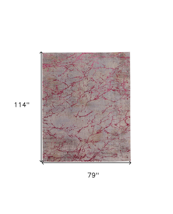 7' x 10' Abstract Power Loom Area Rug - Pink Taupe And Gray
