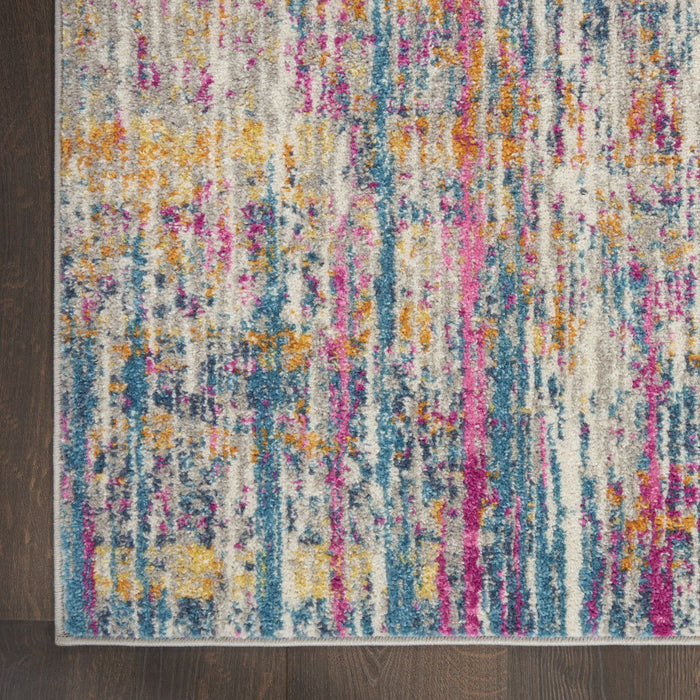 9' x 12' Abstract Power Loom Polypropylene Area Rug - Ivory