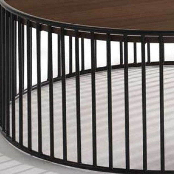 Modern Metal Rods Round Coffee Table - Walnut And Black