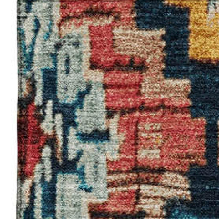 10' X 14' Washable Area Rug With UV Protection (707119) - Rust / Blue / Coral