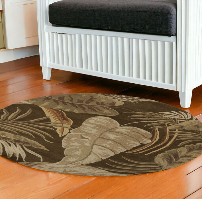 7' Round Wool Area Rug - Mocha