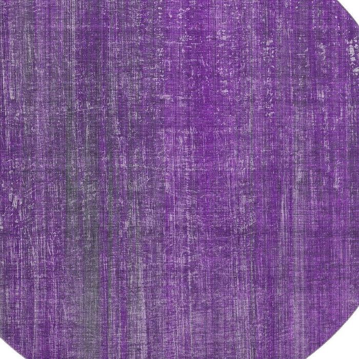 8' Striped Washable Round Rug With UV Protection (648757) - Purple / Ivory