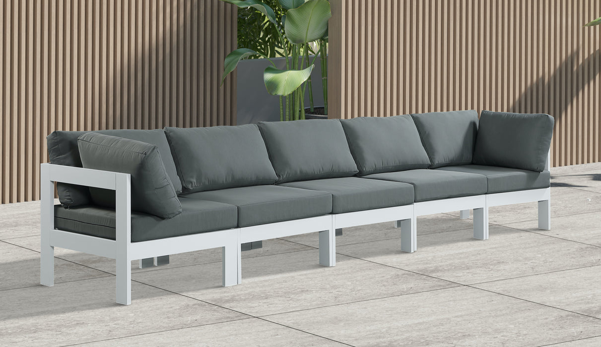 Nizuc - Outdoor Patio Modular Sofa 5 Seats - Grey - Fabric