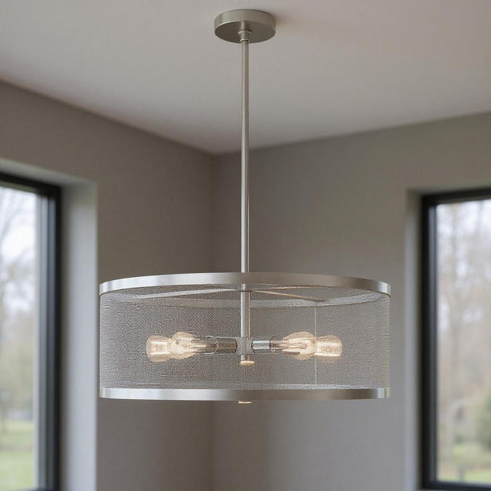 18'' Five Light Dimmable Chandelier With Shades - Nickel