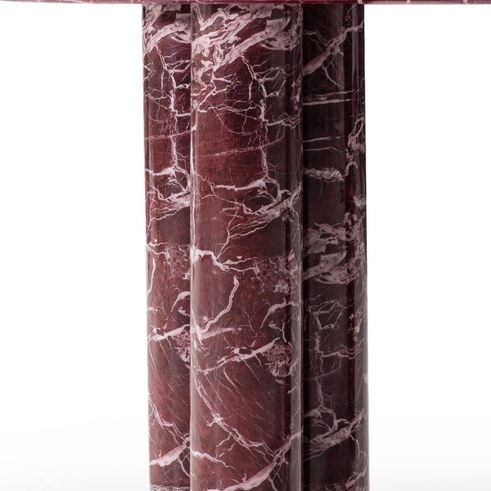 Genuine Marble And Stone Double Pedestal Console Table - Red