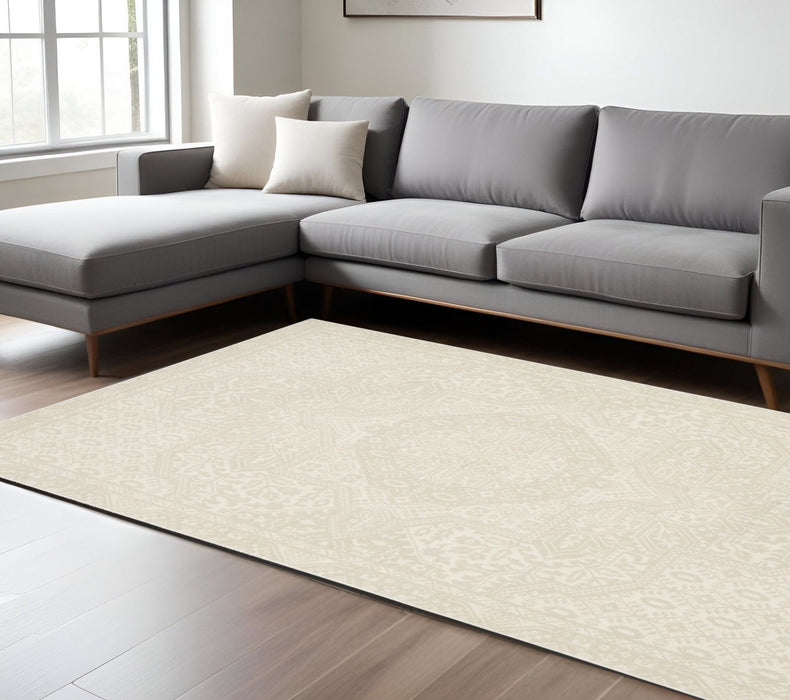 7' X 10' Medallion Area Rug - Ivory And Beige