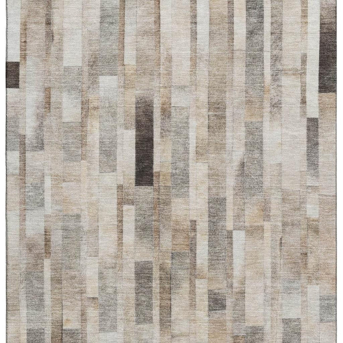10' X 14' Striped Washable Area Rug With UV Protection (695366) - Taupe / Ivory / Gray