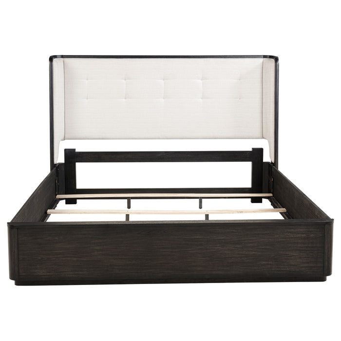 Leandro 55-inch Eastern King Wingback Bed Burnished Black