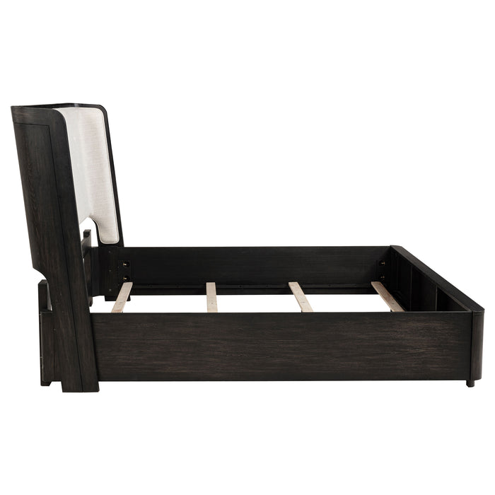 Leandro 55-inch Eastern King Wingback Bed Burnished Black