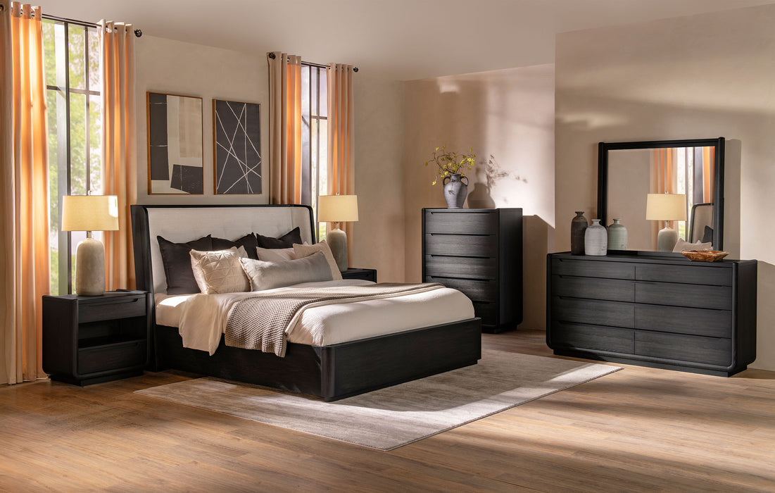 Leandro 55-inch California King Wingback Bed Burnished Black