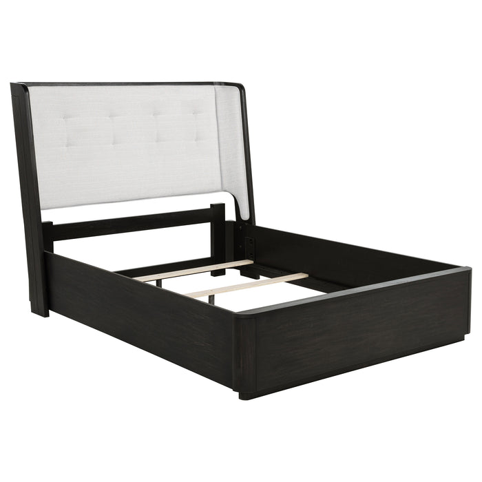 Leandro 55-inch Queen Wingback Bed Burnished Black