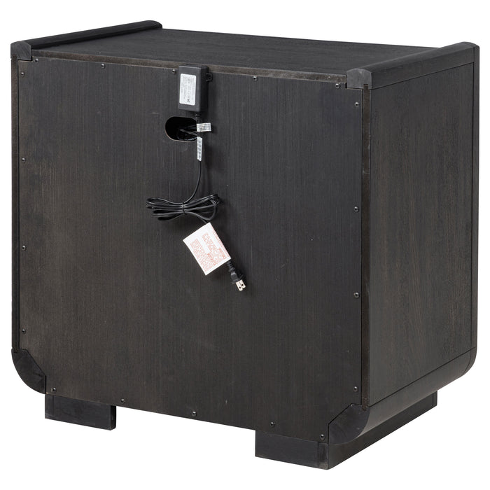 Leandro 2-drawer LED Nightstand with USB Burnished Black