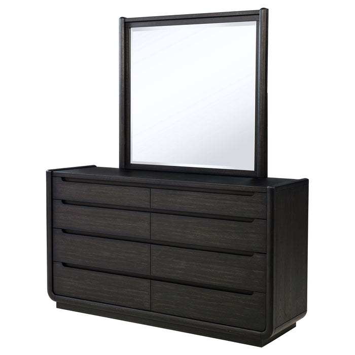 Leandro 8-drawer Bedroom Dresser with Mirror Burnished Black