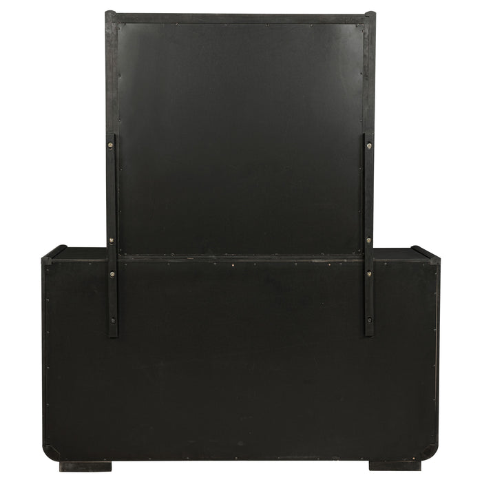 Leandro 8-drawer Bedroom Dresser with Mirror Burnished Black