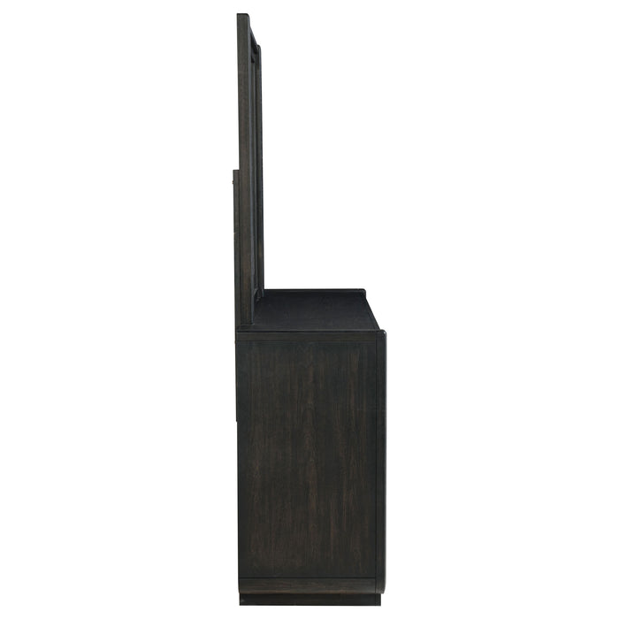 Leandro 8-drawer Bedroom Dresser with Mirror Burnished Black