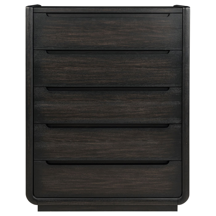 Leandro 5-drawer Bedroom Chest of Drawers Burnished Black