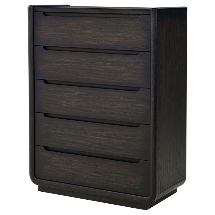 Leandro 5-drawer Bedroom Chest of Drawers Burnished Black