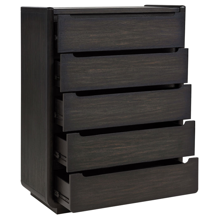 Leandro 5-drawer Bedroom Chest of Drawers Burnished Black