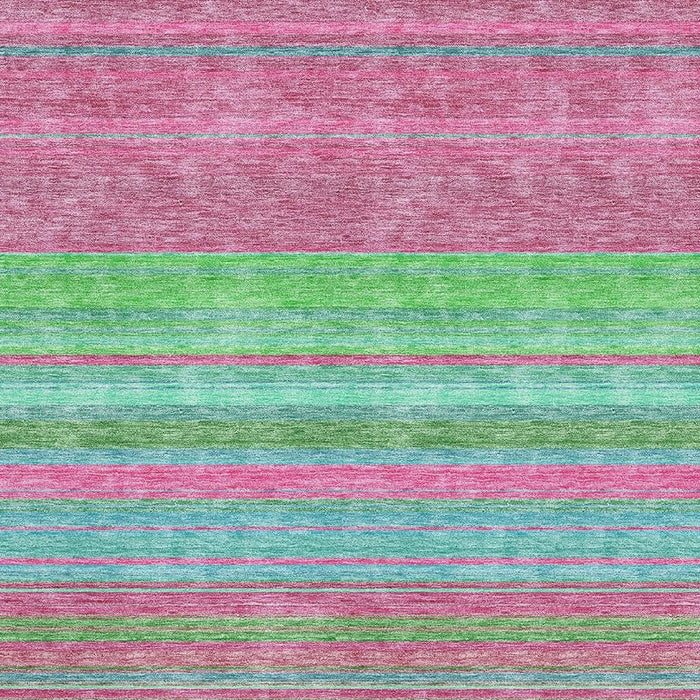 10' X 14' Striped Washable Area Rug With UV Protection (677297) - Blush / Green / Blue