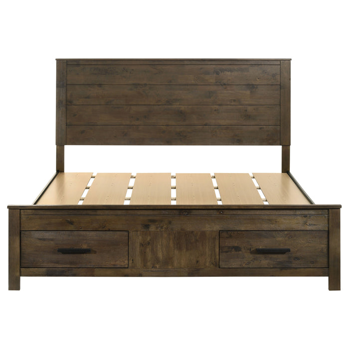 Woodmont Eastern King Storage Bed Rustic Golden Brown