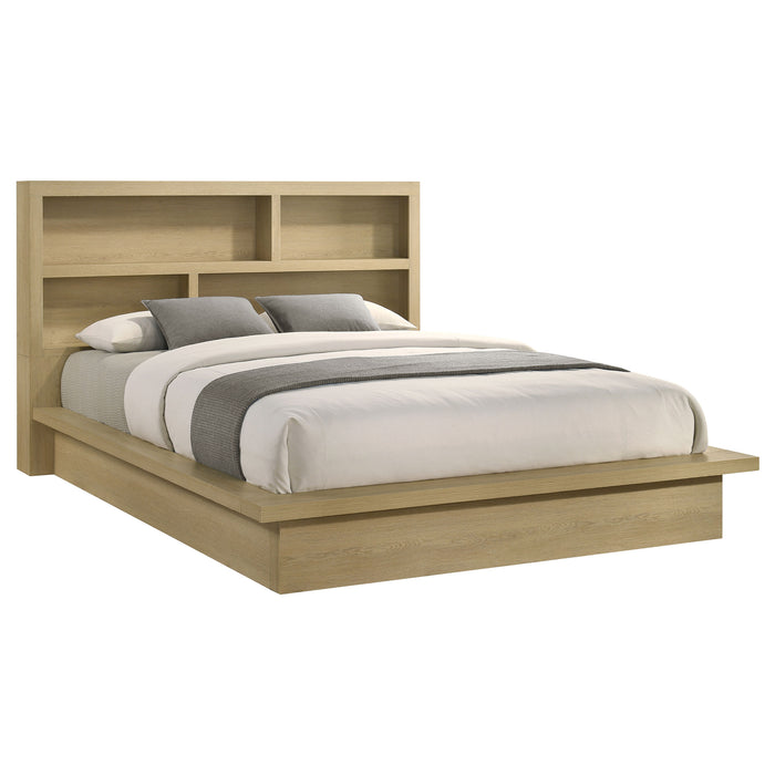 Hendricks Eastern King Bookcase Headboard Platform Bed Light Oak
