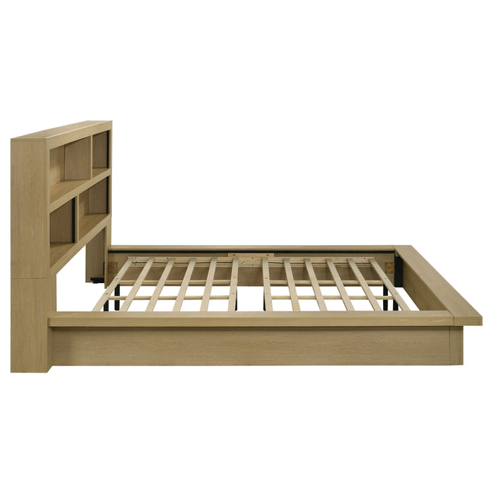 Hendricks Eastern King Bookcase Headboard Platform Bed Light Oak